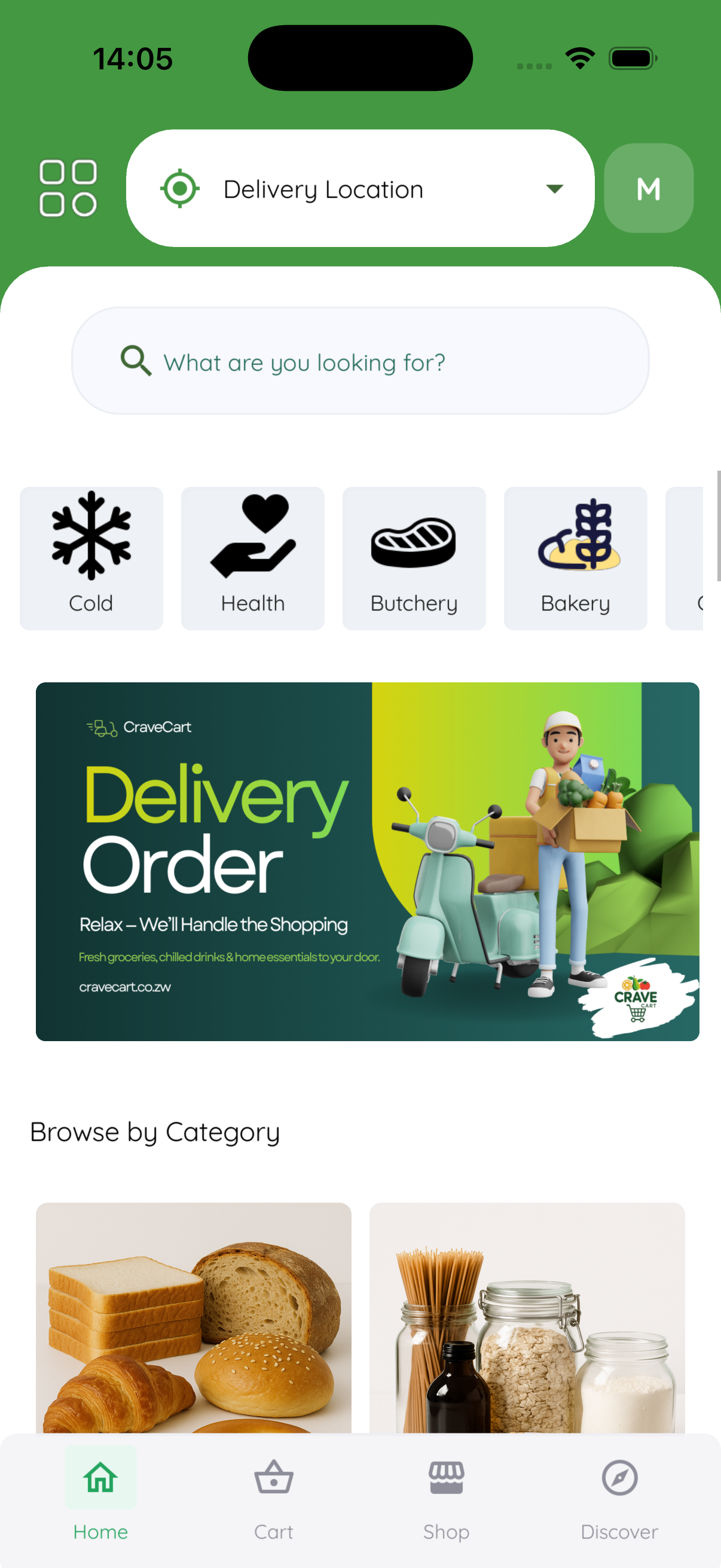 CraveCart App mockup